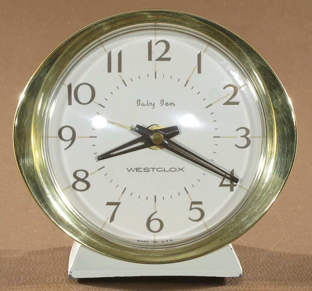 Westclox Baby Ben Style 8 White Plain. Westclox Baby Ben Style 8 White Plain Clock Example Photo