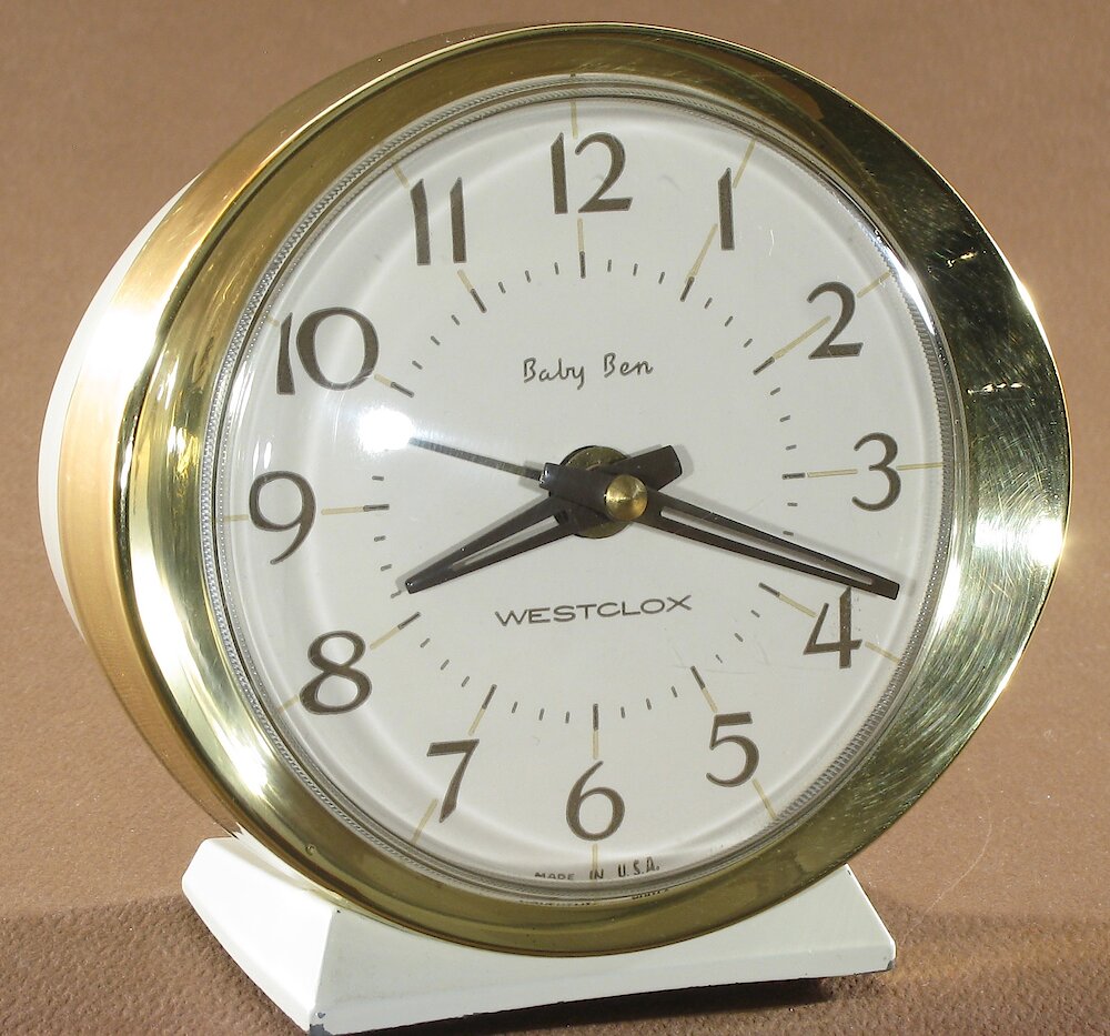 Westclox Baby Ben Style 8 White Plain. Westclox Baby Ben Style 8 White Plain Clock Example Photo