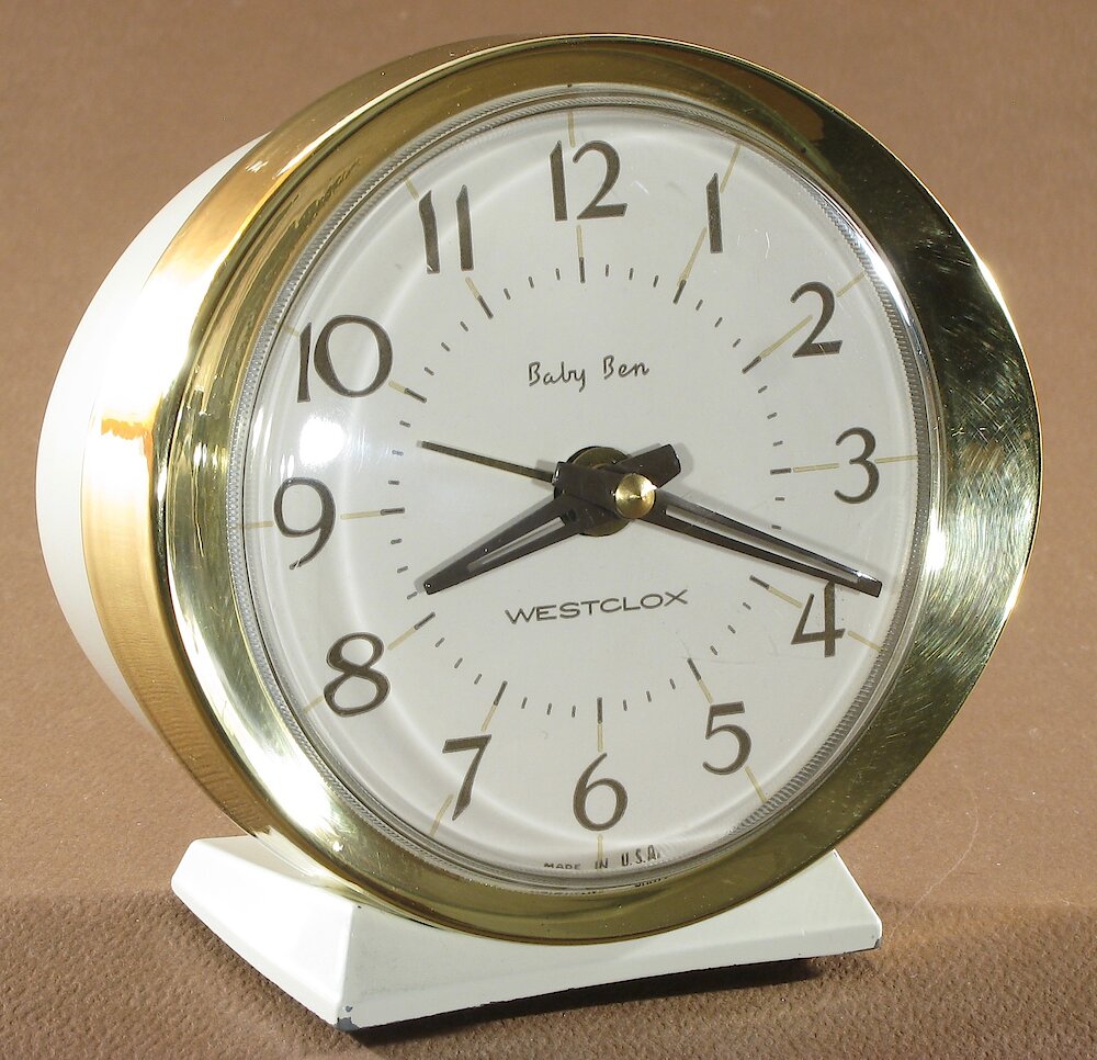 Westclox Baby Ben Style 8 White Plain. Westclox Baby Ben Style 8 White Plain Clock Example Photo