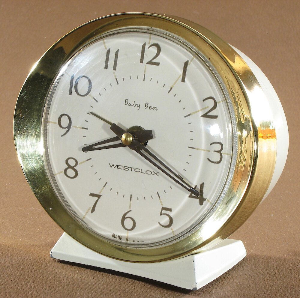 Westclox Baby Ben Style 8 White Plain. Westclox Baby Ben Style 8 White Plain Clock Example Photo