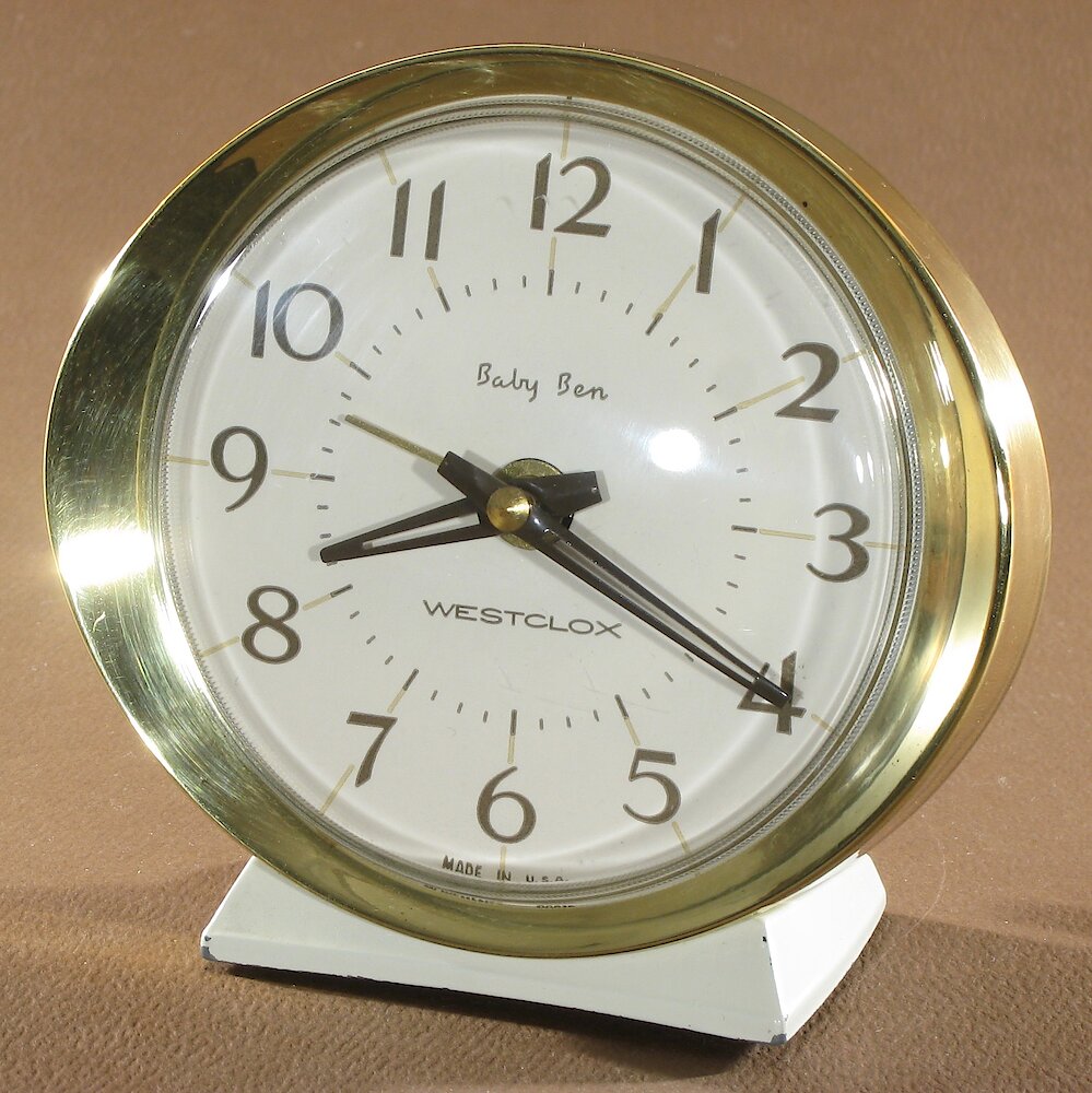 Westclox Baby Ben Style 8 White Plain. Westclox Baby Ben Style 8 White Plain Clock Example Photo