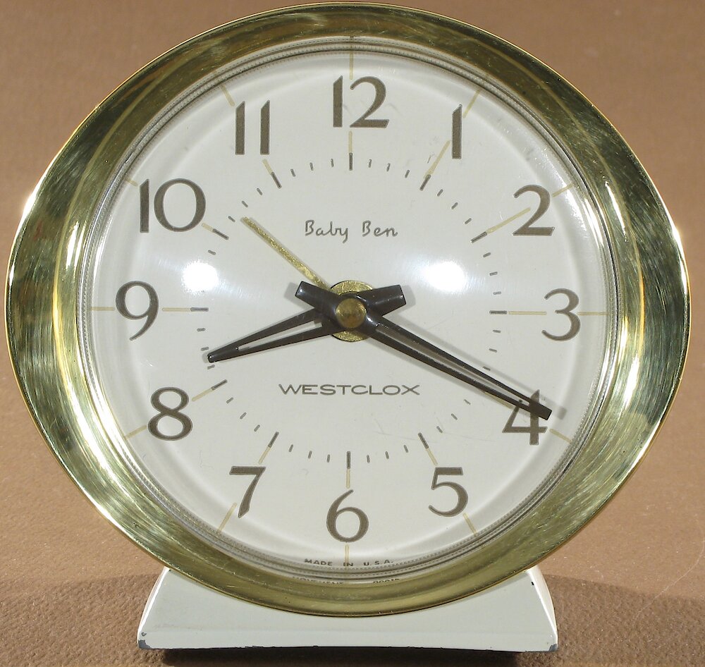 Westclox Baby Ben Style 8 White Plain. Westclox Baby Ben Style 8 White Plain Clock Example Photo