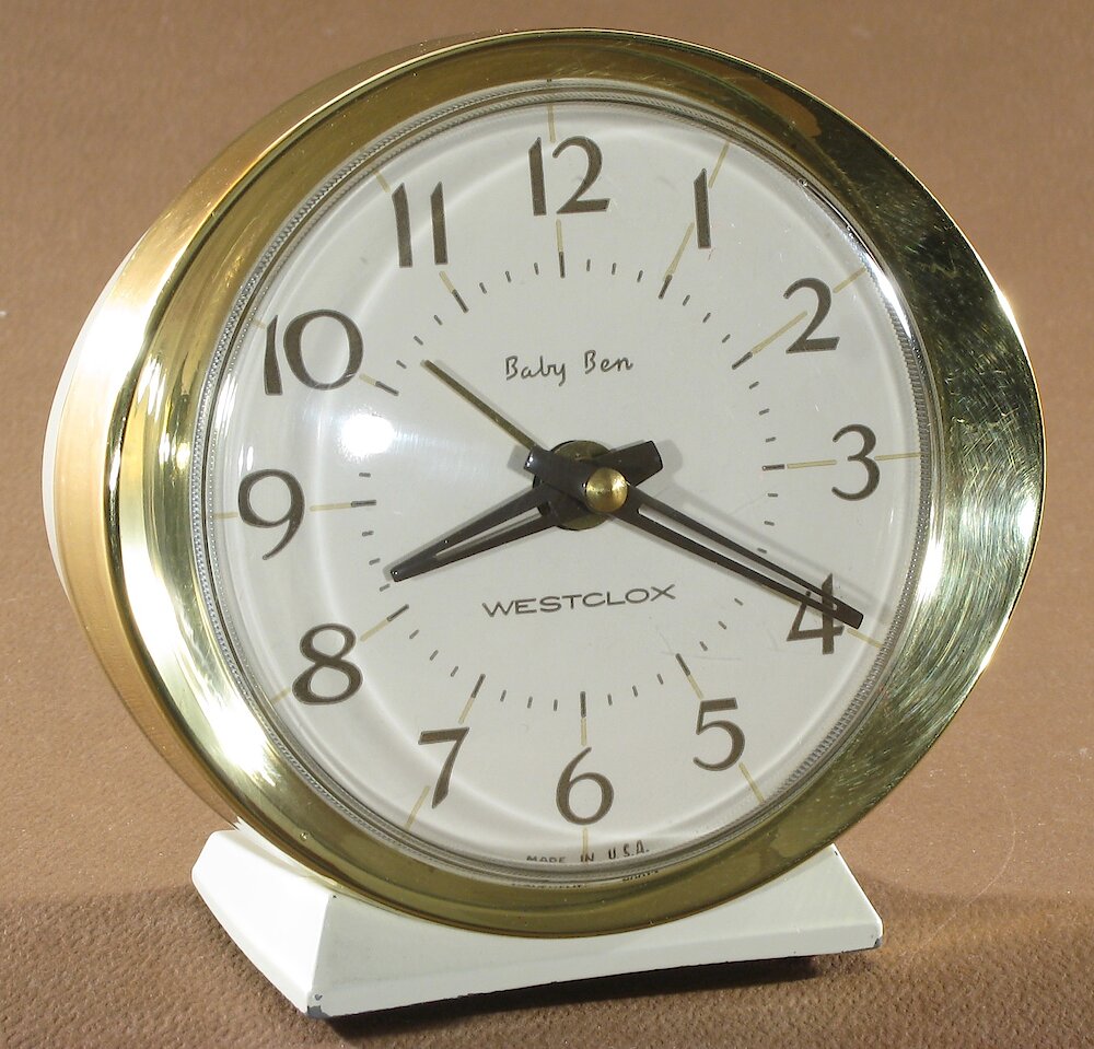 Westclox Baby Ben Style 8 White Plain. Westclox Baby Ben Style 8 White Plain Clock Example Photo