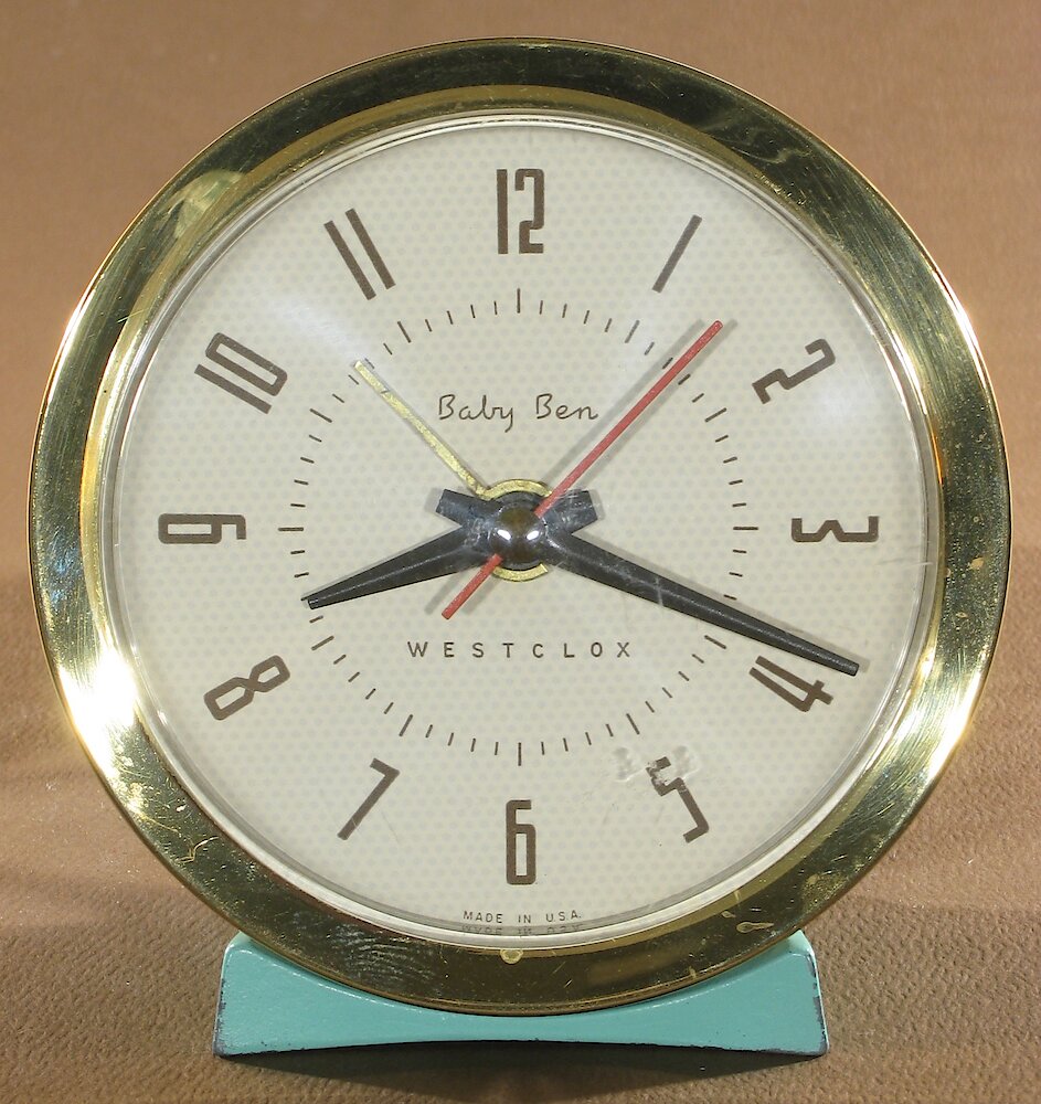 Westclox Baby Ben Style 7 Jade Green Plain Electric. Westclox Baby Ben Style 7 Jade Green Plain Electric Clock Example Photo