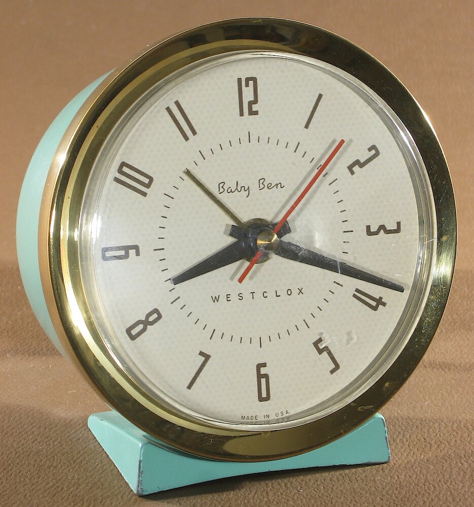 Westclox Baby Ben Style 7 Jade Green Plain Electric. Westclox Baby Ben Style 7 Jade Green Plain Electric Clock Example Photo