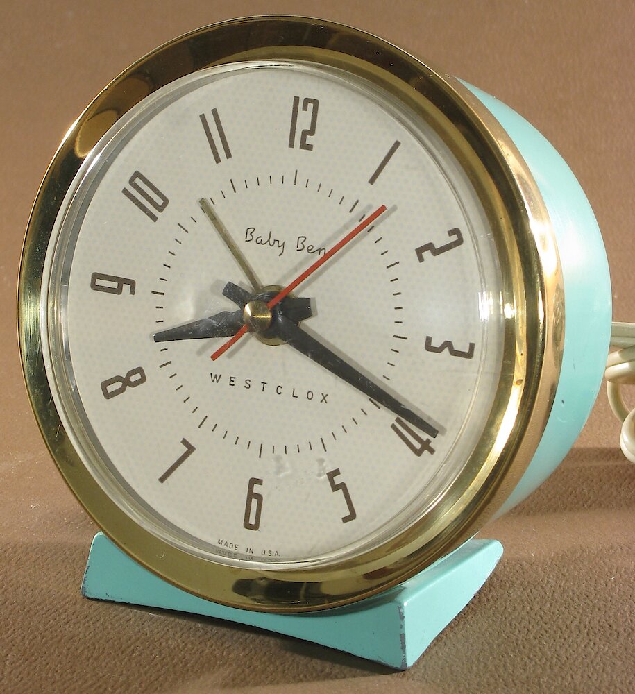 Westclox Baby Ben Style 7 Jade Green Plain Electric. Westclox Baby Ben Style 7 Jade Green Plain Electric Clock Example Photo