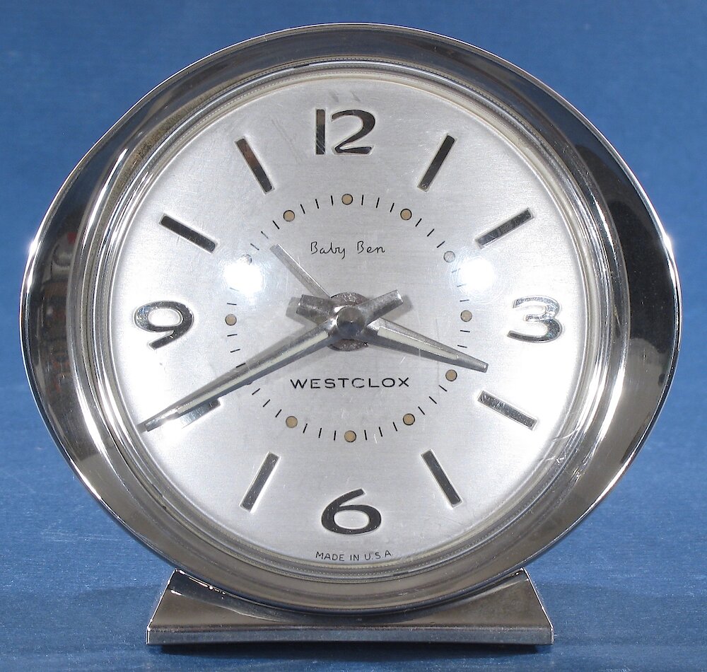 Westclox Baby Ben Deluxe Style 8 Antique Silver Luminous. Westclox Baby Ben Deluxe Style 8 Antique Silver Luminous Clock Example Photo