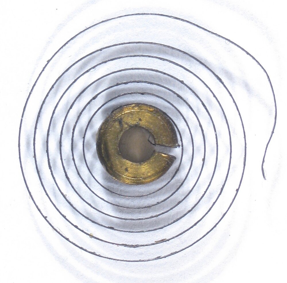 Westclox Big Ben Style 1 Nickel. Hairspring (balance spring) and collet