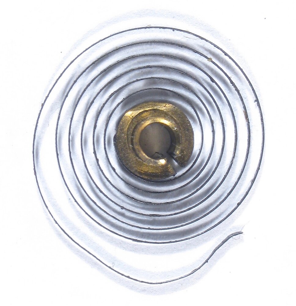 Westclox Big Ben Style 1 Nickel. Hairspring (balance spring) and collet