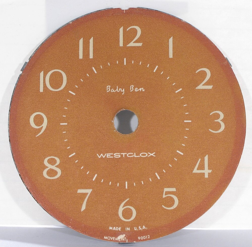 Westclox Baby Ben Style 8 Fashion Brite Shaded Flame. Faded paper dial