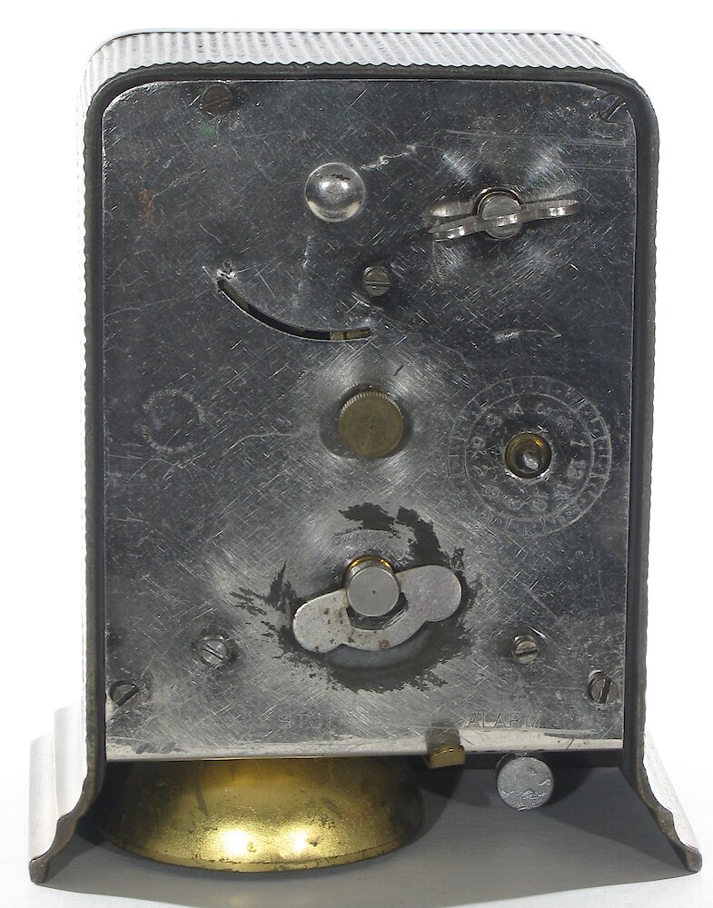 Westclox F W Gunmetal. Set knob probably not original (should be nickel?)