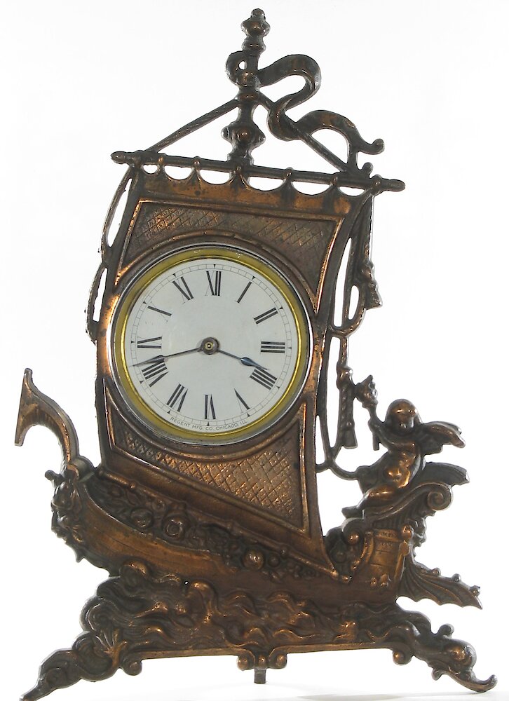 Regent Sailing Ship And Cherub 4 Inch Cast Front. Regent Sailing Ship And Cherub 4 Inch Cast Front Clock Example Photo