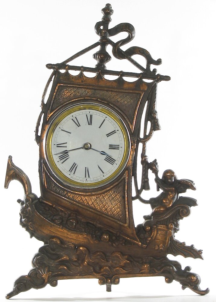 Regent Sailing Ship And Cherub 4 Inch Cast Front. Regent Sailing Ship And Cherub 4 Inch Cast Front Clock Example Photo