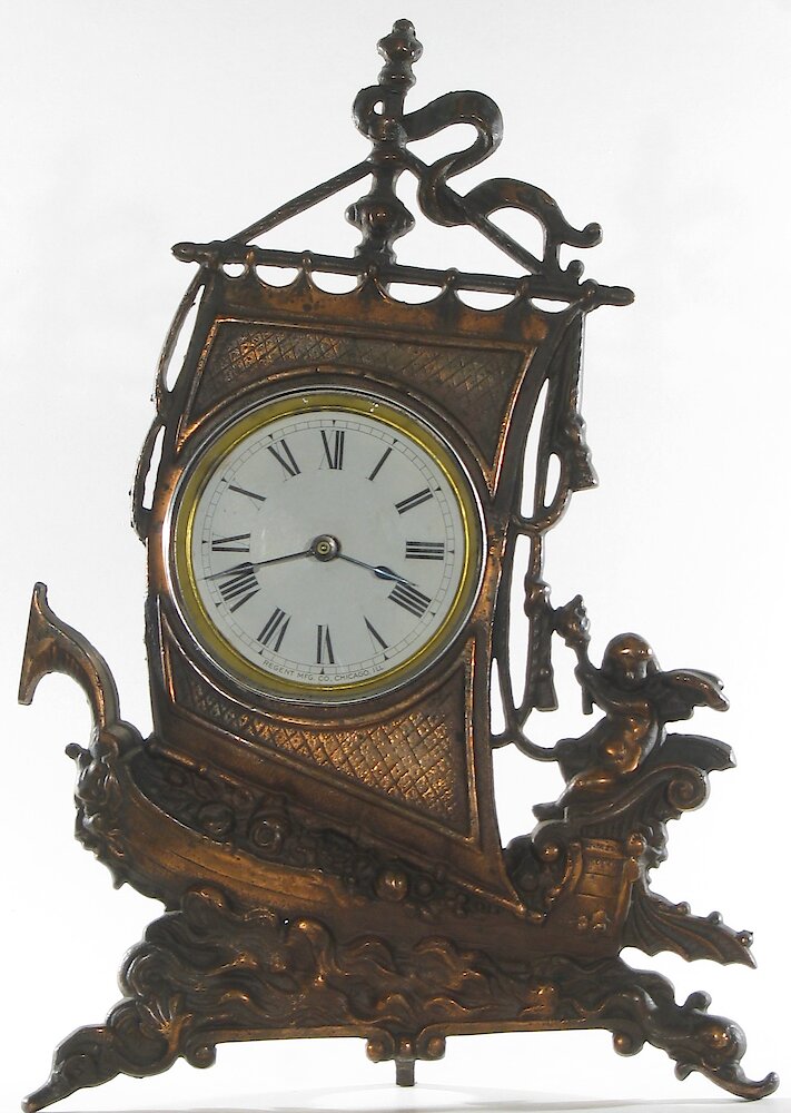 Regent Sailing Ship And Cherub 4 Inch Cast Front. Regent Sailing Ship And Cherub 4 Inch Cast Front Clock Example Photo