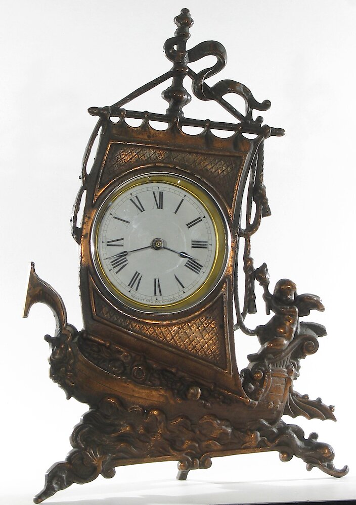 Regent Sailing Ship And Cherub 4 Inch Cast Front. Regent Sailing Ship And Cherub 4 Inch Cast Front Clock Example Photo