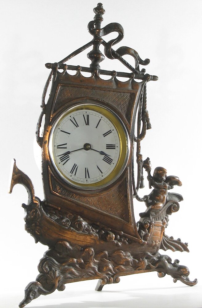 Regent Sailing Ship And Cherub 4 Inch Cast Front. Regent Sailing Ship And Cherub 4 Inch Cast Front Clock Example Photo