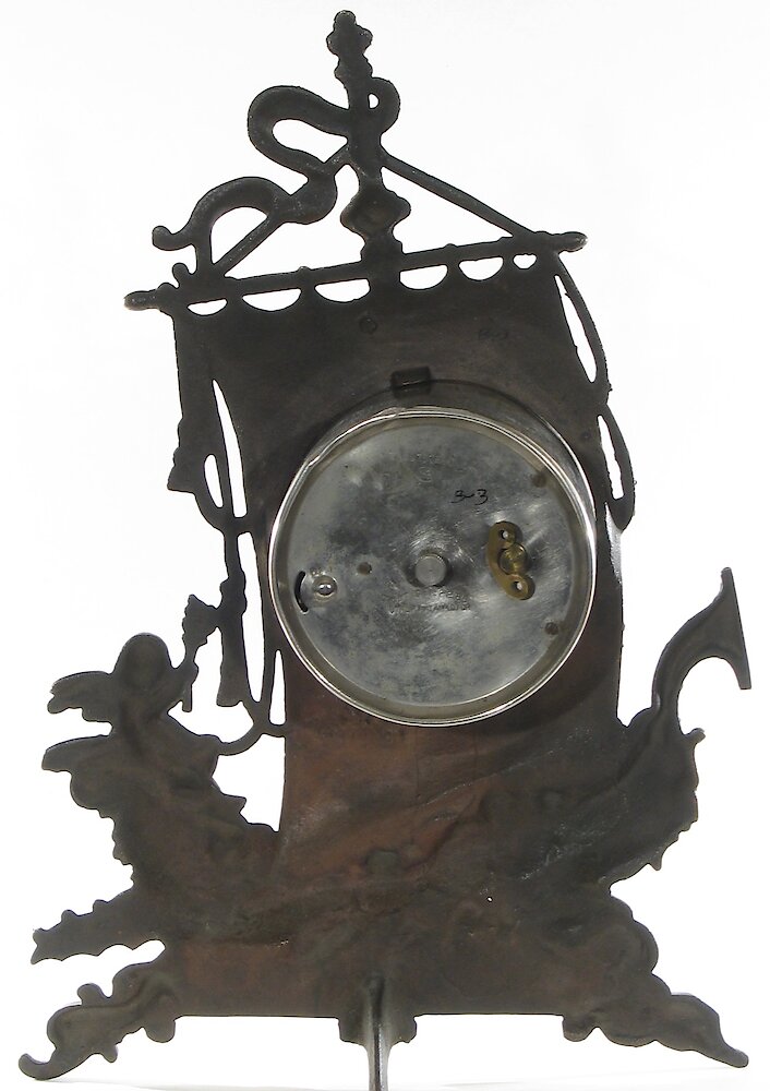 Regent Sailing Ship And Cherub 4 Inch Cast Front. Regent Sailing Ship And Cherub 4 Inch Cast Front Clock Example Photo