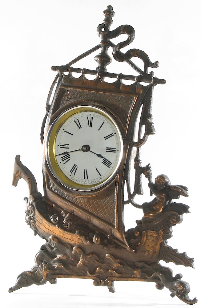 Regent Sailing Ship And Cherub 4 Inch Cast Front. Regent Sailing Ship And Cherub 4 Inch Cast Front Clock Example Photo