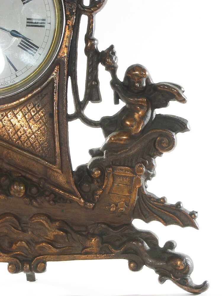 Regent Sailing Ship And Cherub 4 Inch Cast Front. Regent Sailing Ship And Cherub 4 Inch Cast Front Clock Example Photo