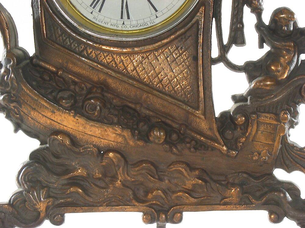 Regent Sailing Ship And Cherub 4 Inch Cast Front. Regent Sailing Ship And Cherub 4 Inch Cast Front Clock Example Photo