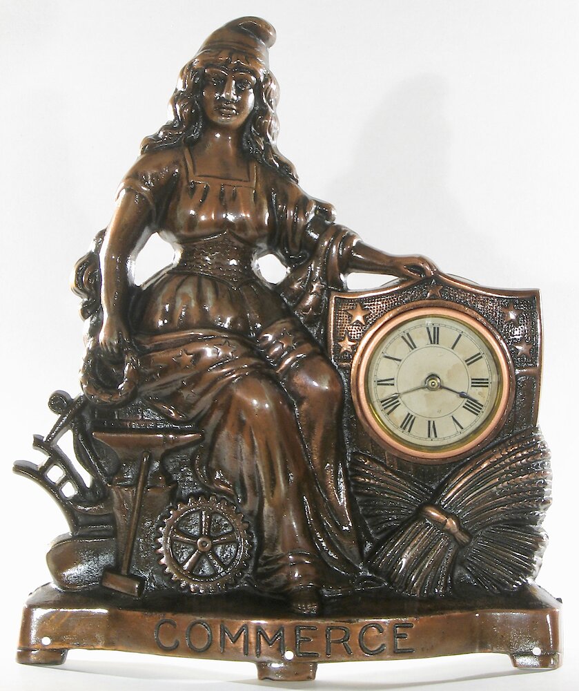 Golden Novelty Commerce Cast Front. Golden Novelty Commerce Cast Front Clock Example Photo