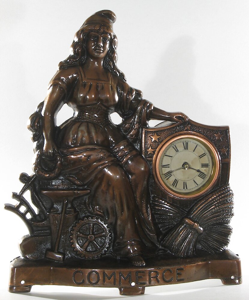 Golden Novelty Commerce Cast Front. Golden Novelty Commerce Cast Front Clock Example Photo