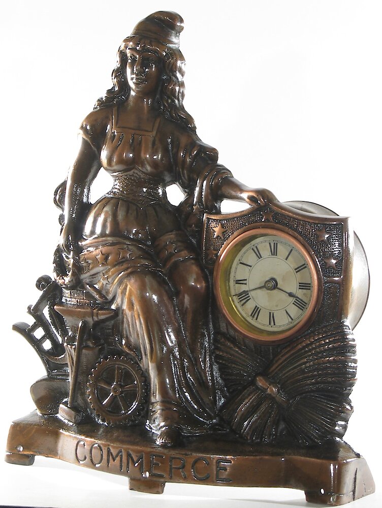 Golden Novelty Commerce Cast Front. Golden Novelty Commerce Cast Front Clock Example Photo