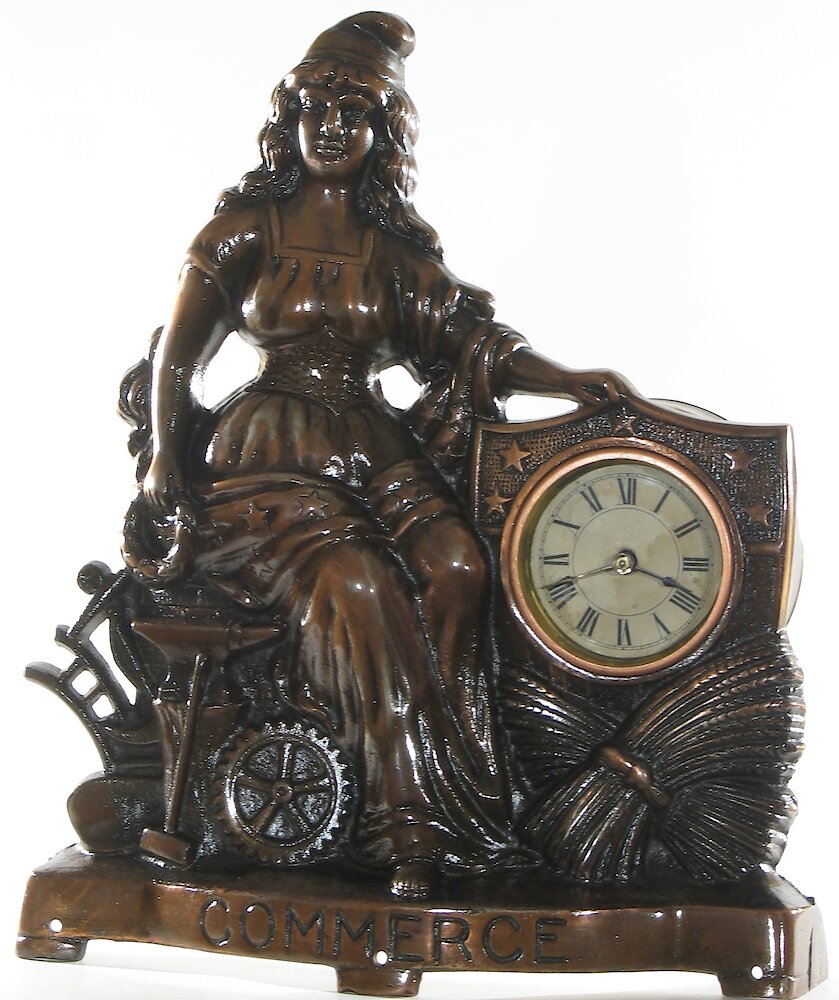 Golden Novelty Commerce Cast Front. Golden Novelty Commerce Cast Front Clock Example Photo