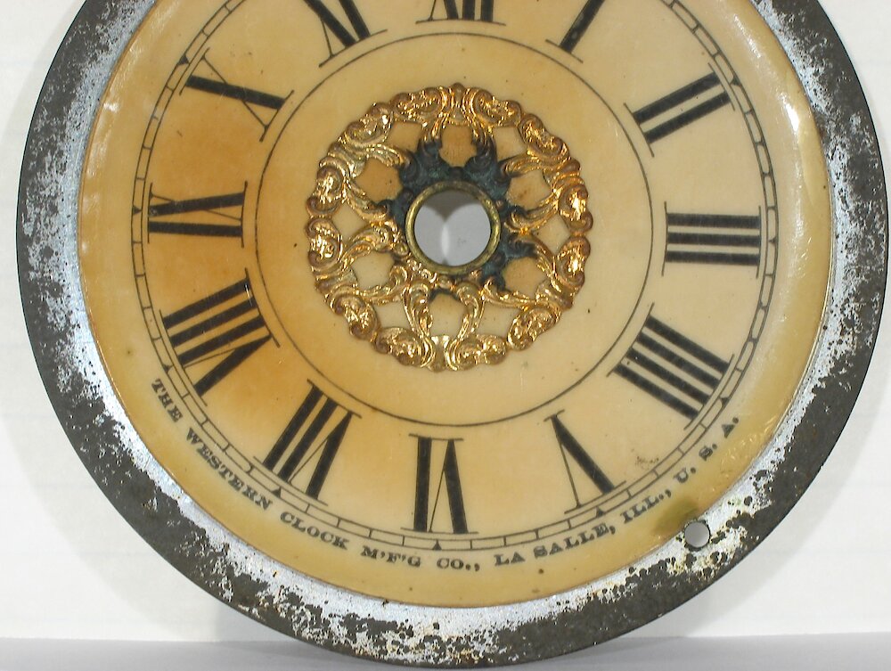 Westclox F W Gold Decorations Ivorine Dial. Westclox F W Gold Decorations Ivorine Dial Clock Example Photo