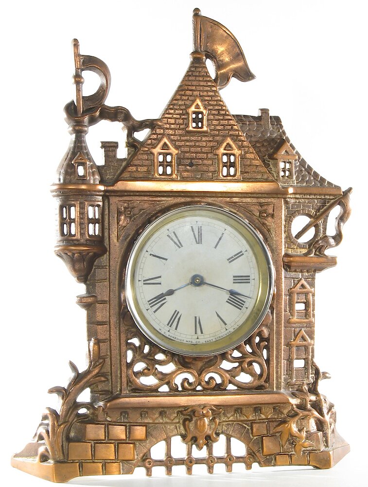 Benedict Castle Cast Front. Benedict Castle Cast Front Clock Example Photo