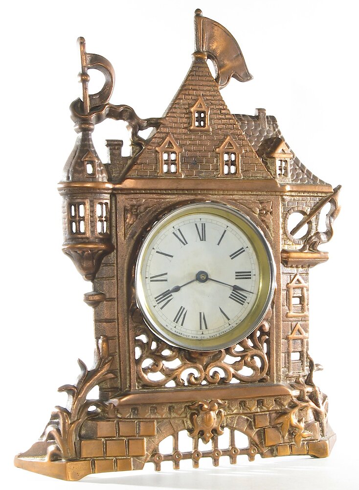 Benedict Castle Cast Front. Benedict Castle Cast Front Clock Example Photo