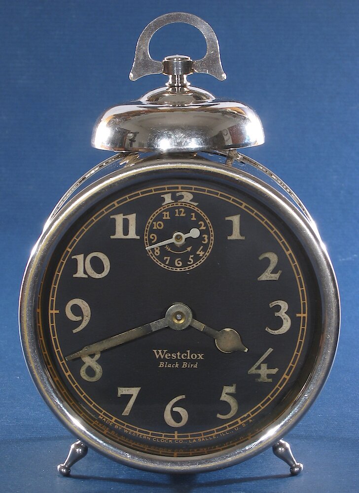 Westclox Black Bird. Westclox Black Bird Clock Example Photo