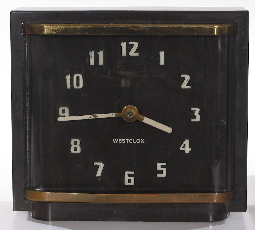 Westclox Shelby Style 1 Walnut Luminous. Westclox Shelby Style 1 Walnut Luminous Clock Example Photo