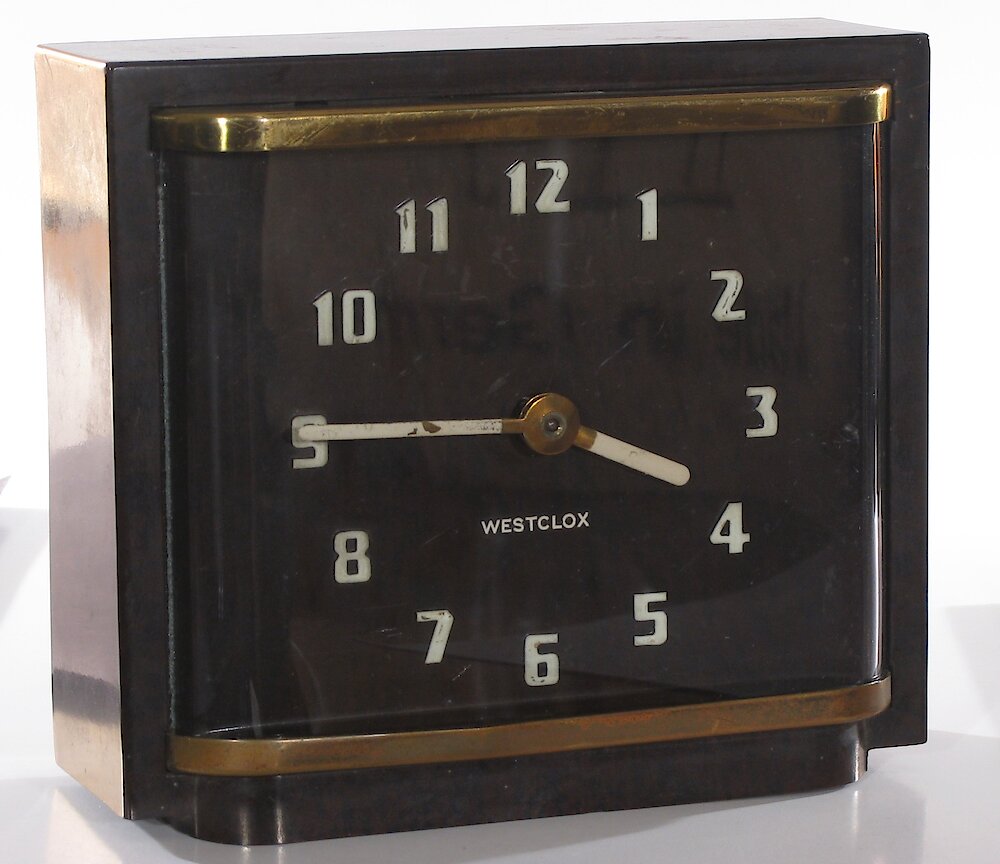 Westclox Shelby Style 1 Walnut Luminous. Westclox Shelby Style 1 Walnut Luminous Clock Example Photo