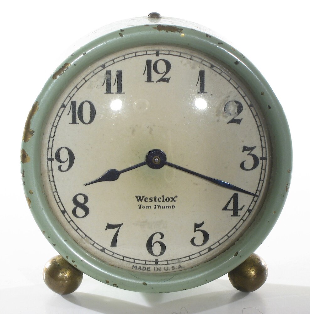 Westclox Tom Thumb Green. Westclox Tom Thumb Green Clock Example Photo