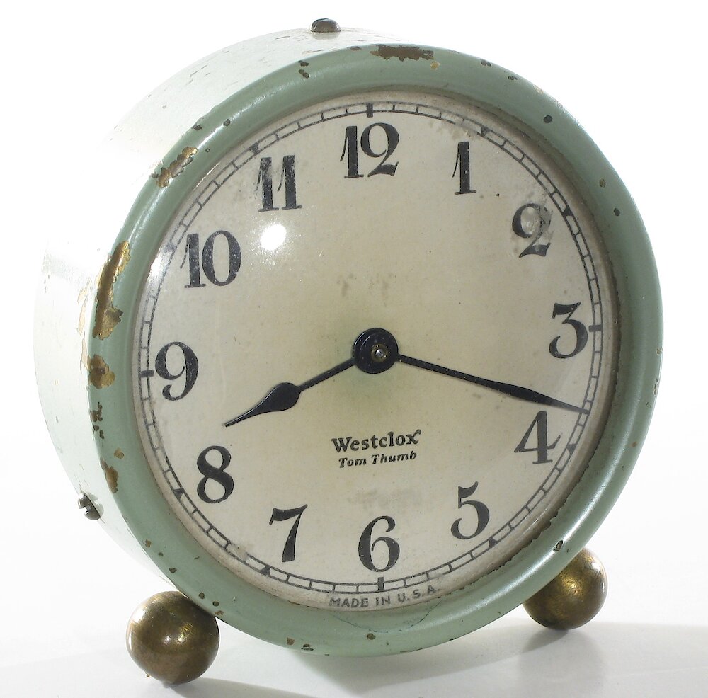 Westclox Tom Thumb Green. Westclox Tom Thumb Green Clock Example Photo