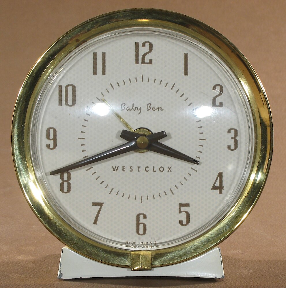 Westclox Baby Ben Style 7 White Plain. Westclox Baby Ben Style 7 White Plain Clock Example Photo