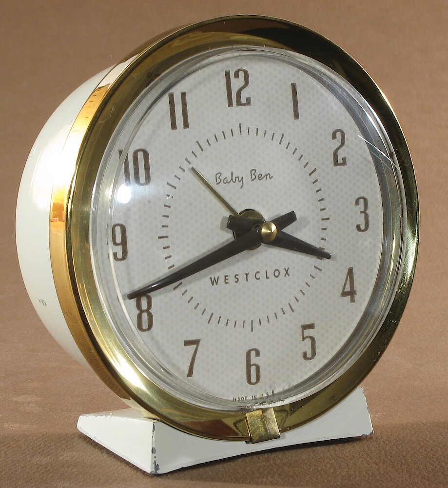 Westclox Baby Ben Style 7 White Plain. Westclox Baby Ben Style 7 White Plain Clock Example Photo