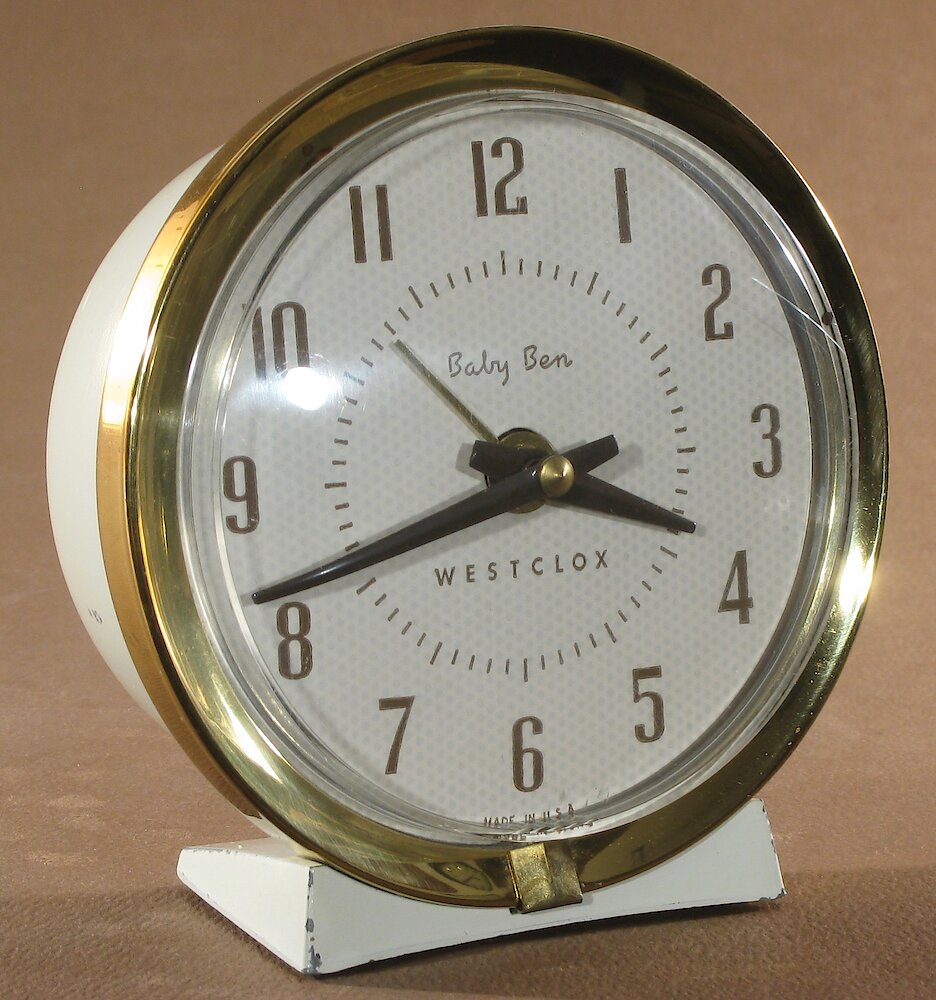 Westclox Baby Ben Style 7 White Plain. Westclox Baby Ben Style 7 White Plain Clock Example Photo