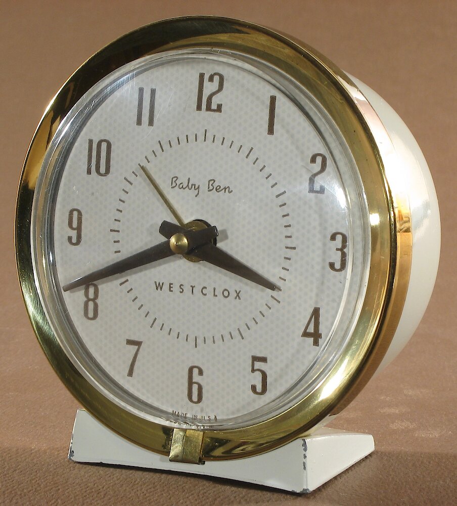 Westclox Baby Ben Style 7 White Plain. Westclox Baby Ben Style 7 White Plain Clock Example Photo