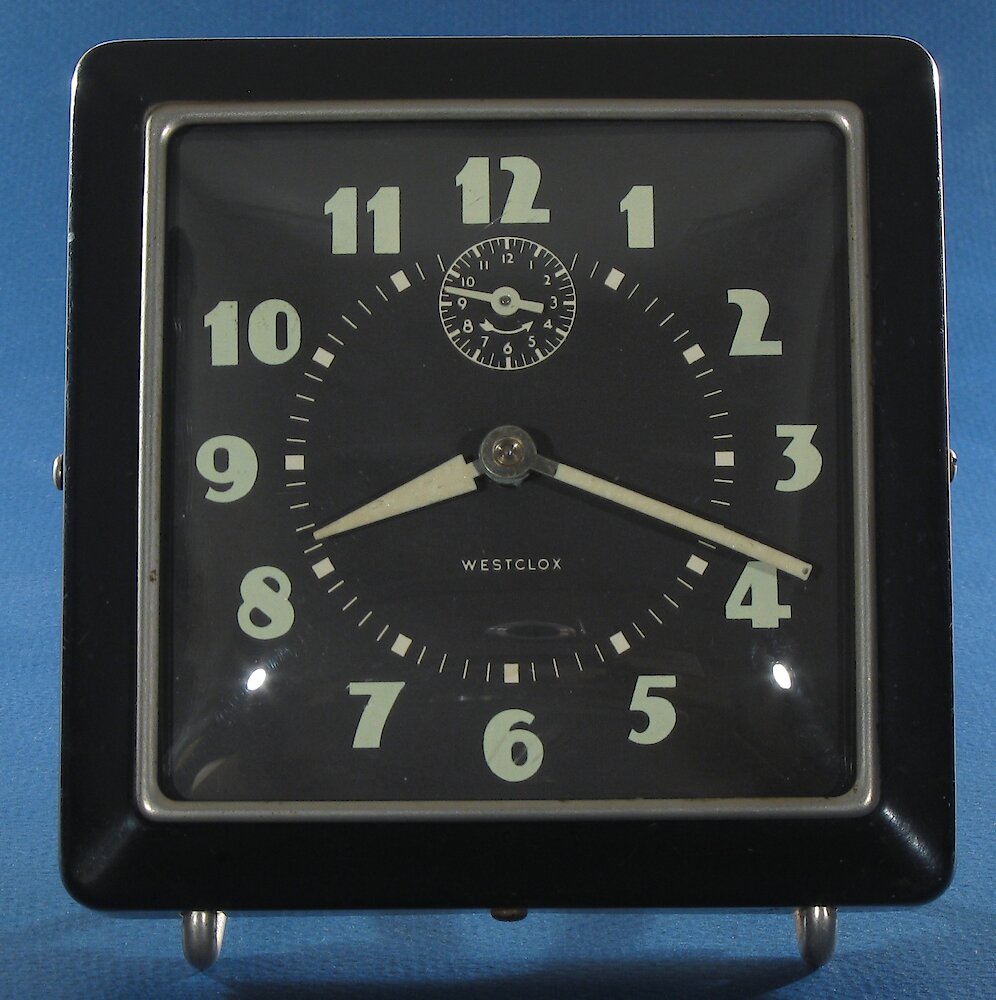 Westclox Spur Style 1 Black Luminous. Westclox Spur Style 1 Black Luminous Clock Example Photo