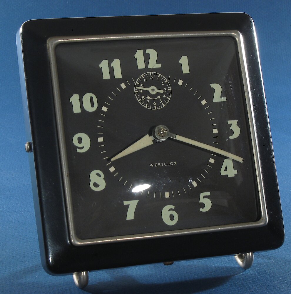 Westclox Spur Style 1 Black Luminous. Westclox Spur Style 1 Black Luminous Clock Example Photo