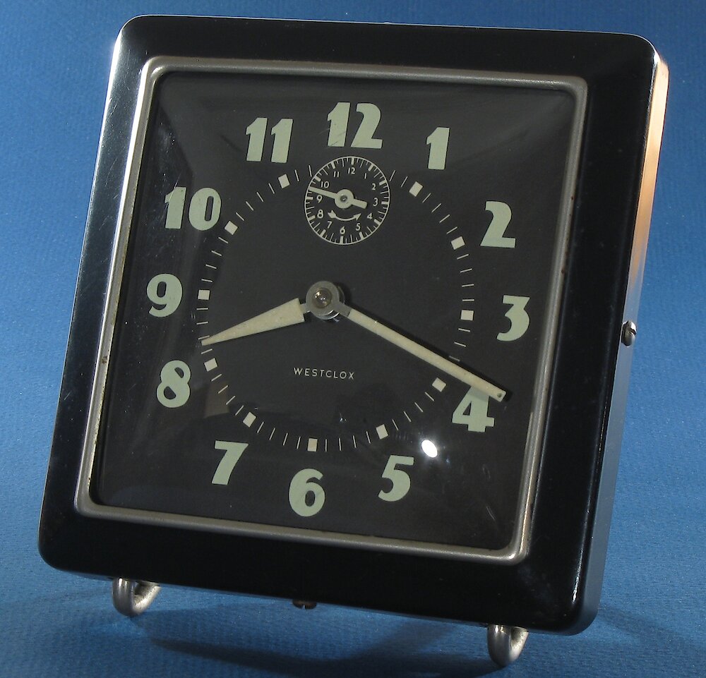 Westclox Spur Style 1 Black Luminous. Westclox Spur Style 1 Black Luminous Clock Example Photo