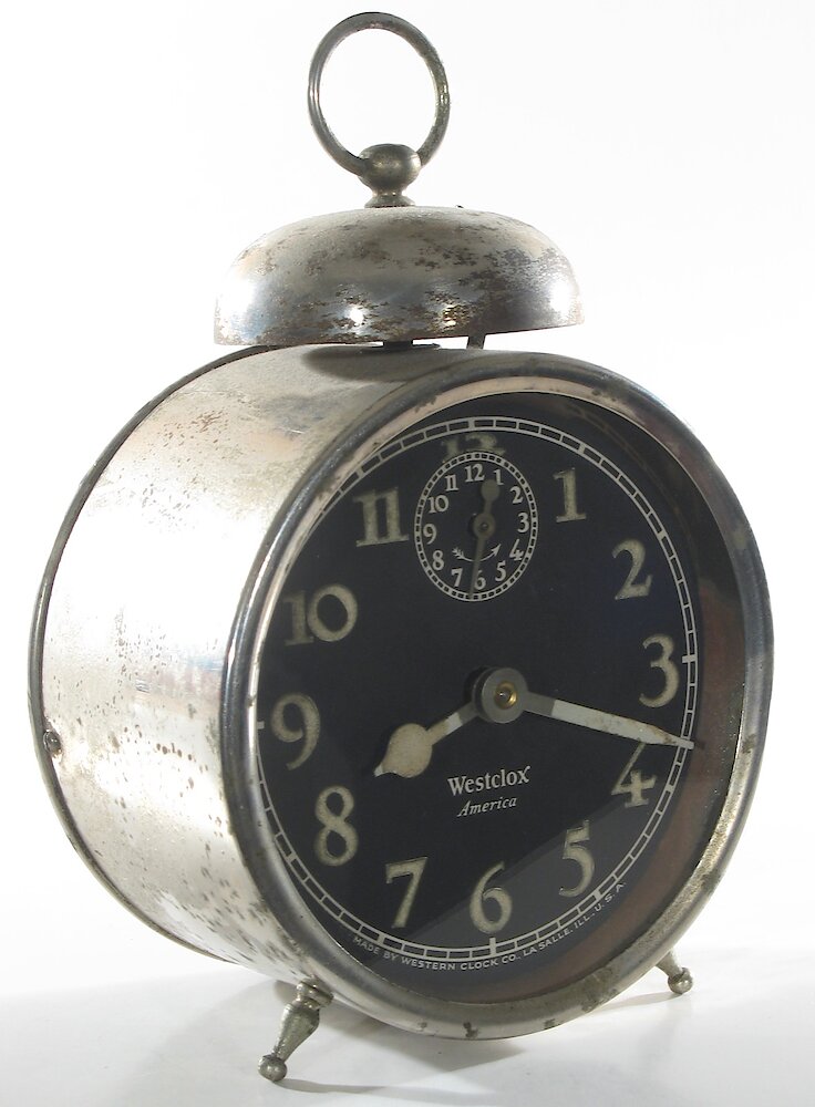 Westclox America Style 2a Nickel Luminous. Westclox America Style 2a Nickel Luminous Clock Example Photo