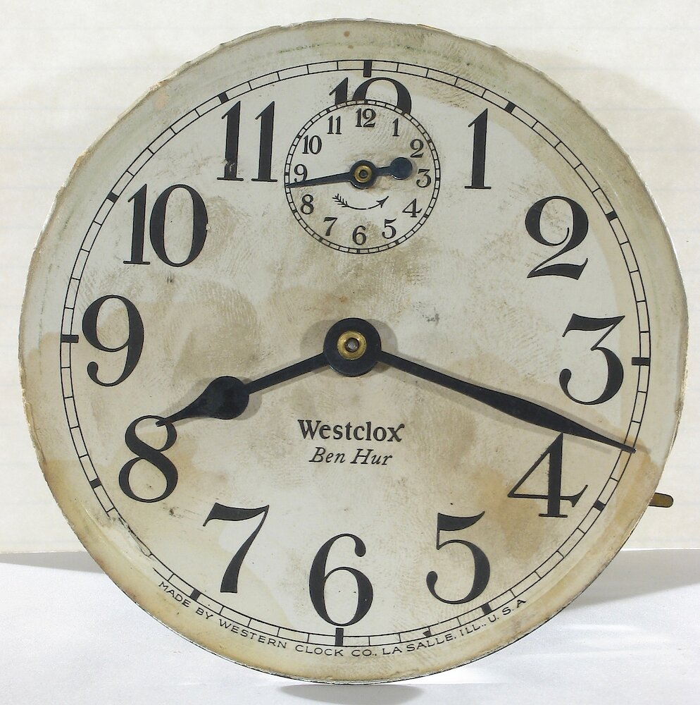 Westclox Ben Hur Style 1 Nickel Plain. Westclox Ben Hur Style 1 Nickel Plain Clock Example Photo