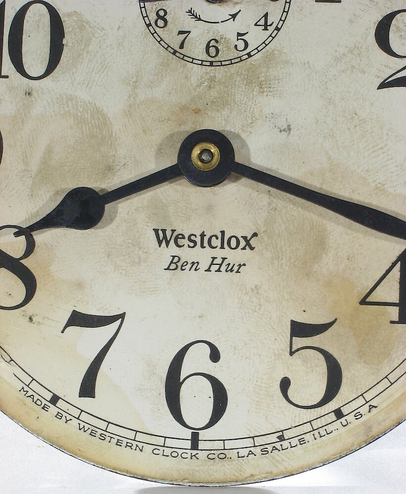 Westclox Ben Hur Style 1 Nickel Plain. Westclox Ben Hur Style 1 Nickel Plain Clock Example Photo