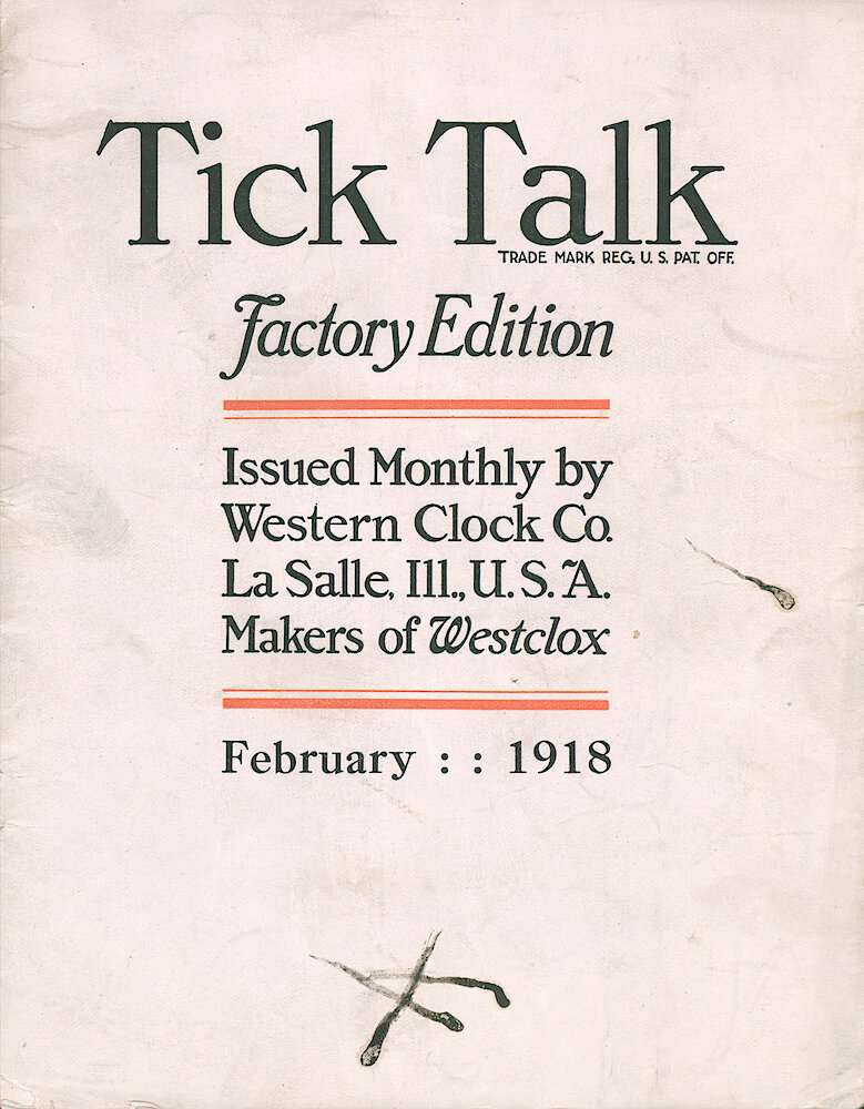 Westclox Tick Talk, February 1918 (Factory Edition), Vol. 3 No. 8 > F