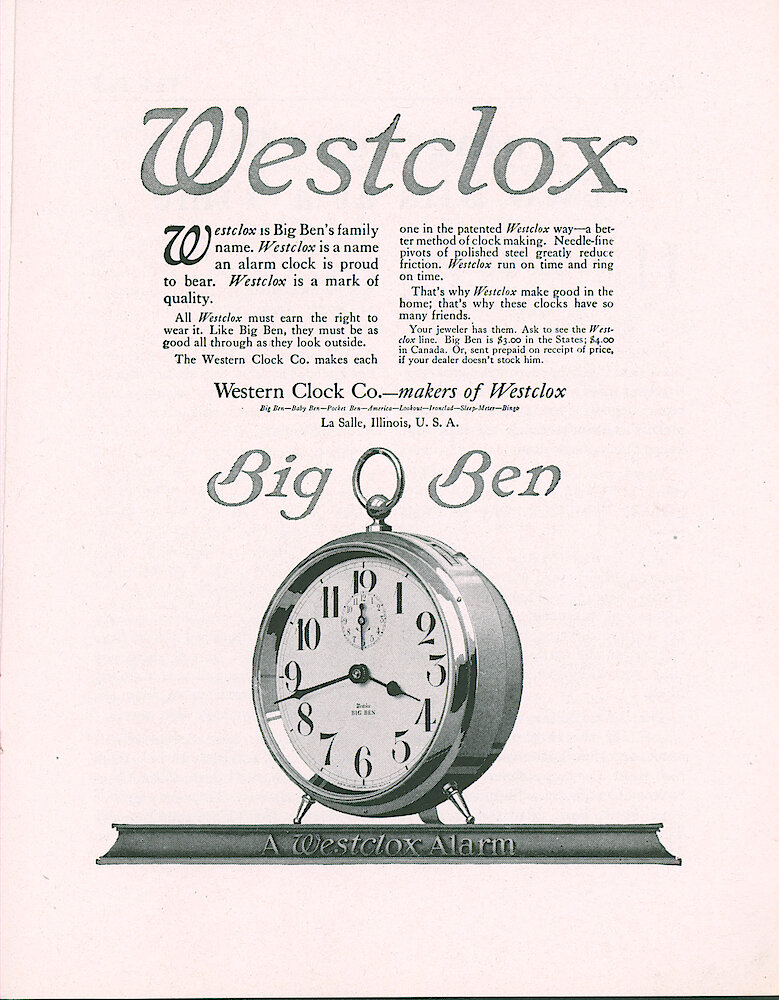 Westclox Tick Talk, March1918 (Factory Edition), Vol. 3 No. 9 > 13. Advertisement: Westclox Is Big Ben&039;s Family Name