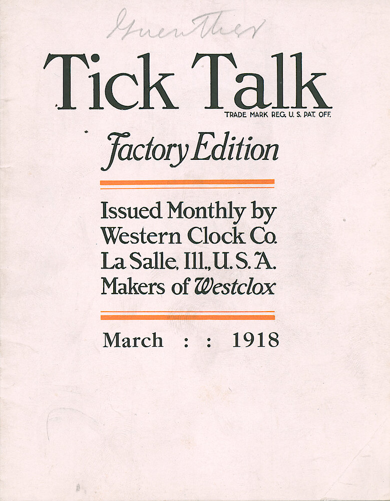 Westclox Tick Talk, March1918 (Factory Edition), Vol. 3 No. 9 > F