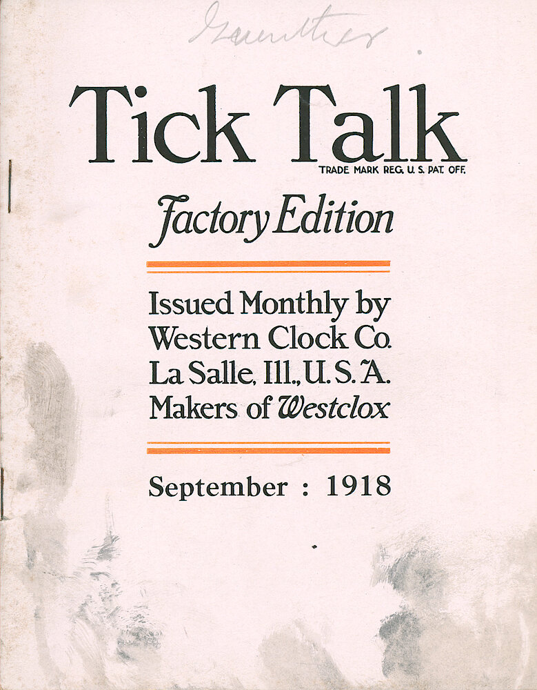 Westclox Tick Talk, September 1918 (Factory Edition), Vol. 4 No. 3 > F